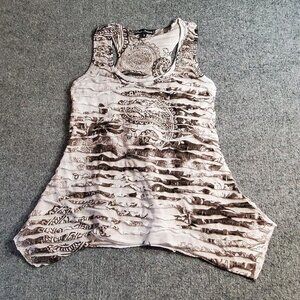 Simply Irrestible Top Womens Small  Pullover Tunic Sleeveless White and Black